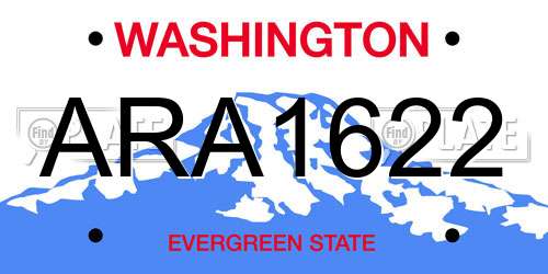 ARA1622 Washington License Plate