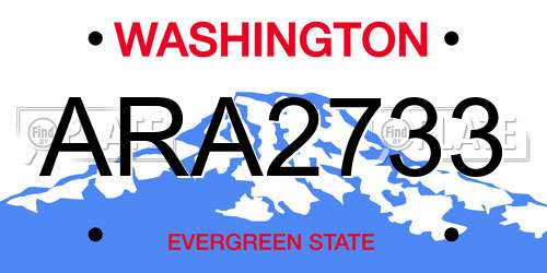 ARA2733 Washington License Plate