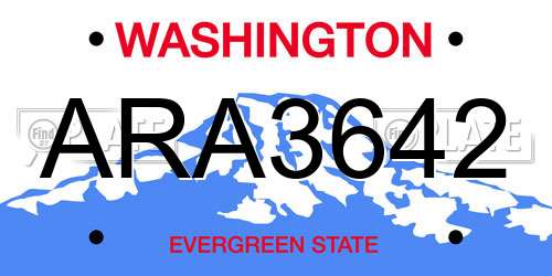 ARA3642 Washington License Plate
