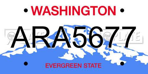 ARA5677 Washington License Plate