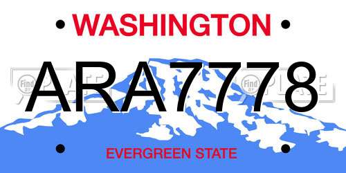 ARA7778 Washington License Plate
