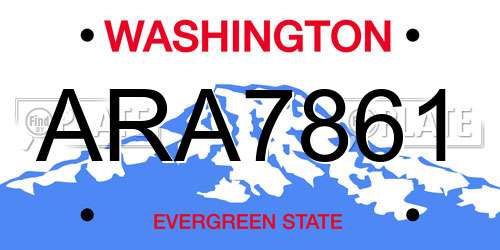 ARA7861 Washington License Plate