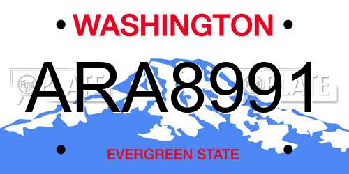 ARA8991 Washington License Plate