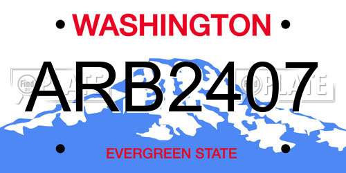 ARB2407 Washington License Plate