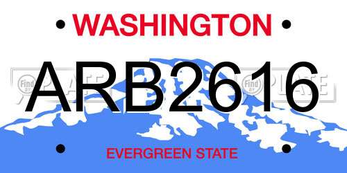 ARB2616 Washington License Plate