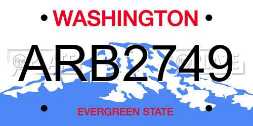 ARB2749 Washington License Plate