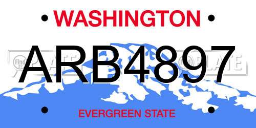 ARB4897 Washington License Plate