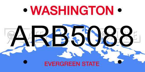 ARB5088 Washington License Plate