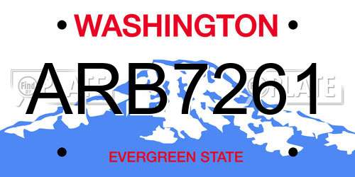 ARB7261 Washington License Plate