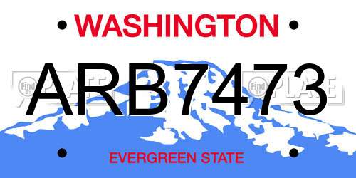 ARB7473 Washington License Plate