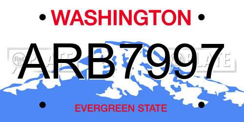 ARB7997 Washington License Plate
