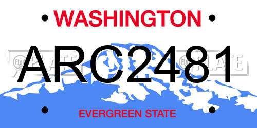 ARC2481 Washington License Plate