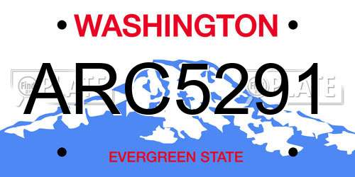 ARC5291 Washington License Plate