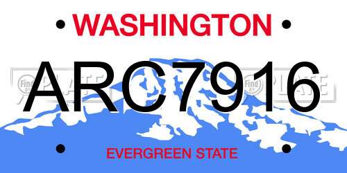ARC7916 Washington License Plate