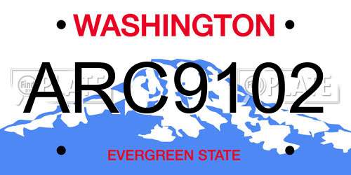 ARC9102 Washington License Plate