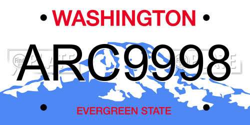 ARC9998 Washington License Plate