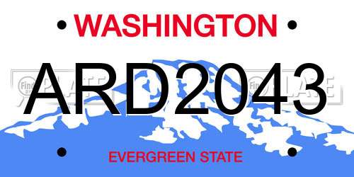 ARD2043 Washington License Plate