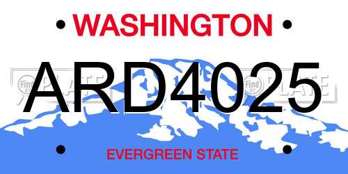 ARD4025 Washington License Plate