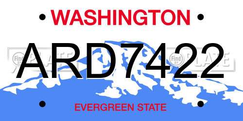 ARD7422 Washington License Plate