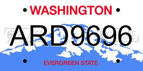 ARD9696 Washington License Plate