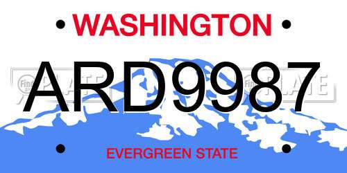 ARD9987 Washington License Plate