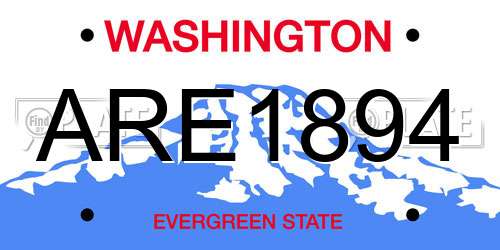 ARE1894 Washington License Plate