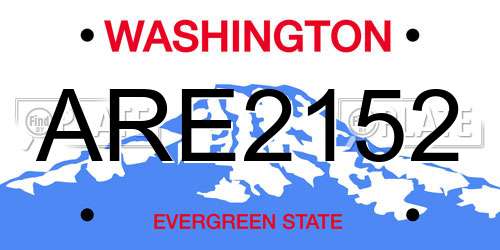 ARE2152 Washington License Plate