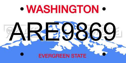 ARE9869 Washington License Plate