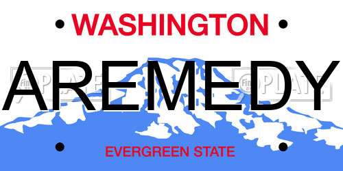 AREMEDY Washington License Plate