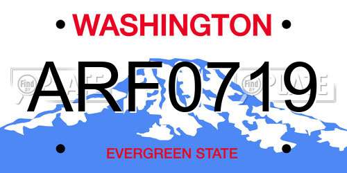 ARF0719 Washington License Plate