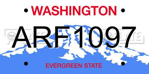 ARF1097 Washington License Plate