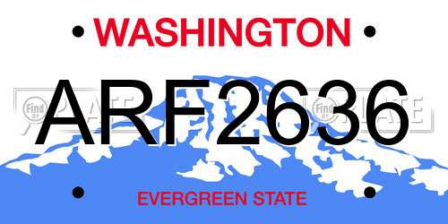 ARF2636 Washington License Plate