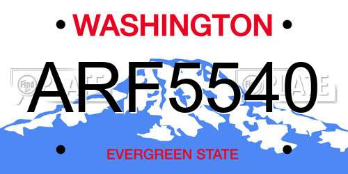 ARF5540 Washington License Plate