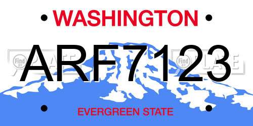 ARF7123 Washington License Plate