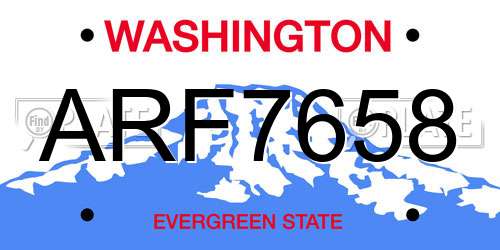 ARF7658 Washington License Plate