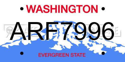 ARF7996 Washington License Plate