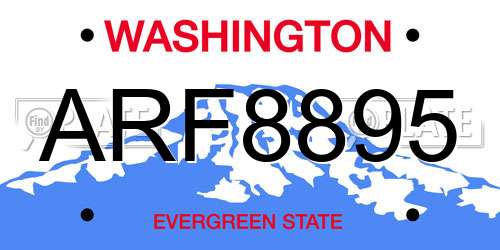 ARF8895 Washington License Plate