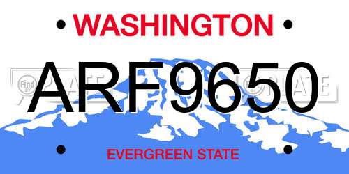 ARF9650 Washington License Plate