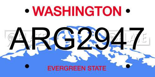 ARG2947 Washington License Plate