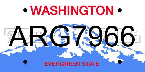 ARG7966 Washington License Plate