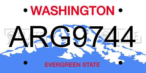 ARG9744 Washington License Plate