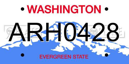 ARH0428 Washington License Plate