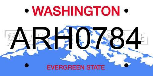 ARH0784 Washington License Plate