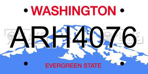 ARH4076 Washington License Plate