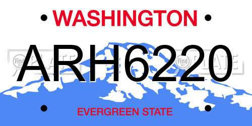 ARH6220 Washington License Plate