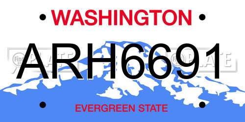 ARH6691 Washington License Plate