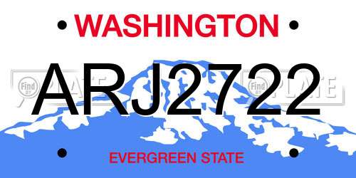 ARJ2722 Washington License Plate
