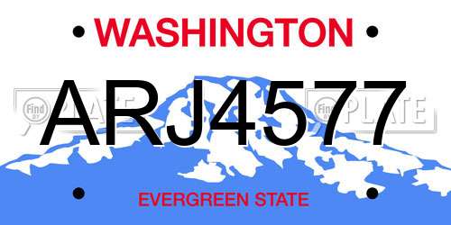 ARJ4577 Washington License Plate
