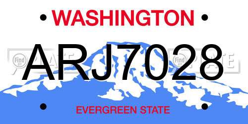 ARJ7028 Washington License Plate