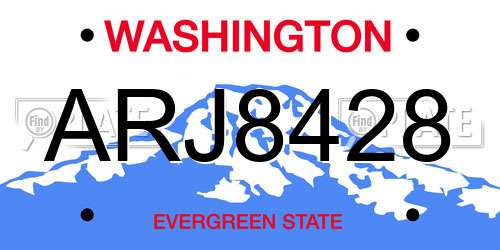 ARJ8428 Washington License Plate
